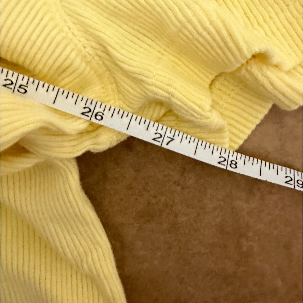 Vintage Y2K Gloria Vanderbilt Pastel Butter Yellow Ribbed Lace Trim Top XL - Picture 7 of 8